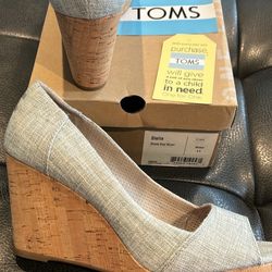 Women’s Size 11 Tom’s Gray Wedge Heel.  Brand New In The Box