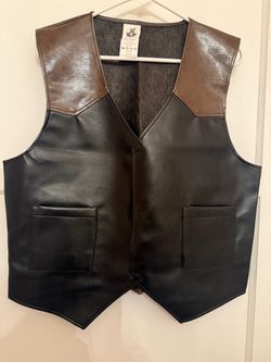 Size 42-44 Two-Tone Faux Leather Western Vest