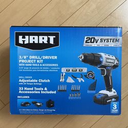 HART 20V 3/8” Cordless Drill Driver Project Kit