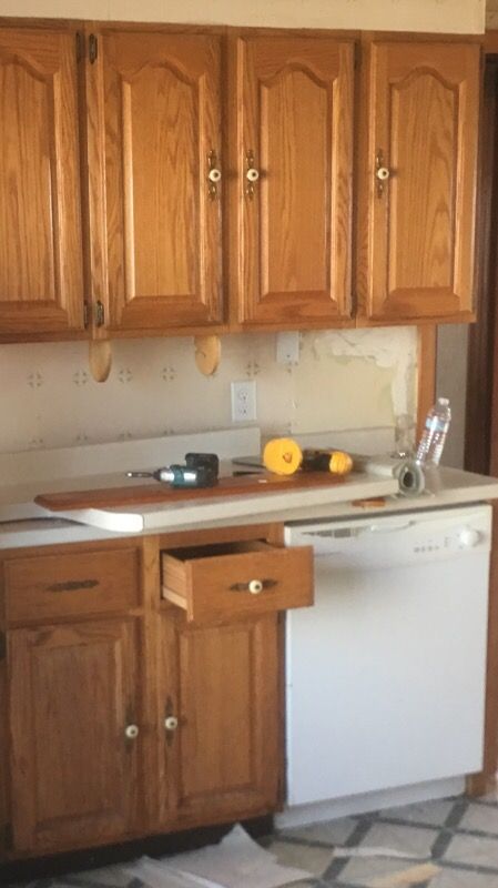 Selling kitchen cabinets, oven, microwave, dishwasher and the fridge