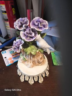 Porcelain Flower and Bird Figurine