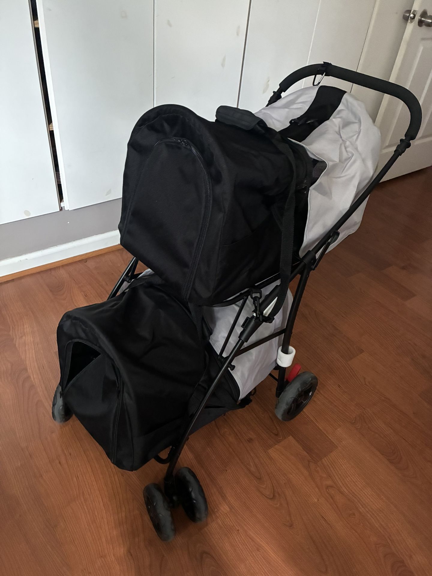 Double Dog Stroller – Stacked Carriers for Small/Medium Dogs