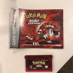 Pokémon Ruby Gameboy Advance With Manual AUTHENTIC SAVES
