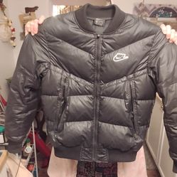 Navy blue white red flight jacket medium