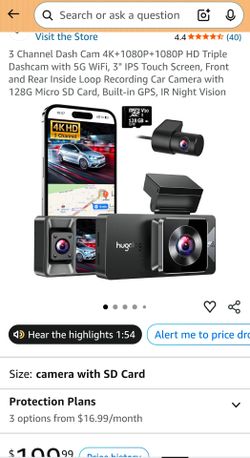 Hugolog New 3 Channel Dash Cam