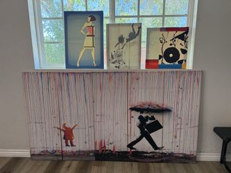 Cool Wall Art Prints - Banksy Style Set & 3 Modern Pieces