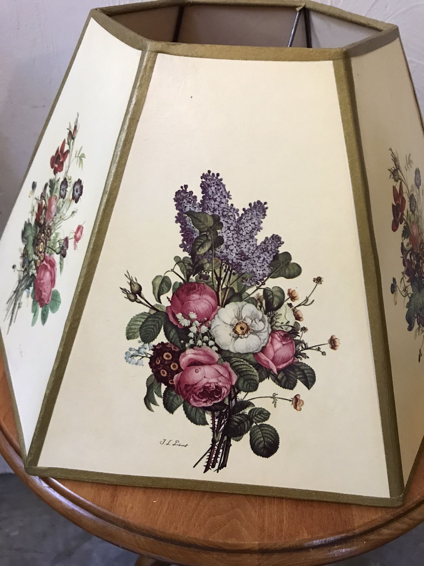 Pair of floral lamp shades by J L Prevost