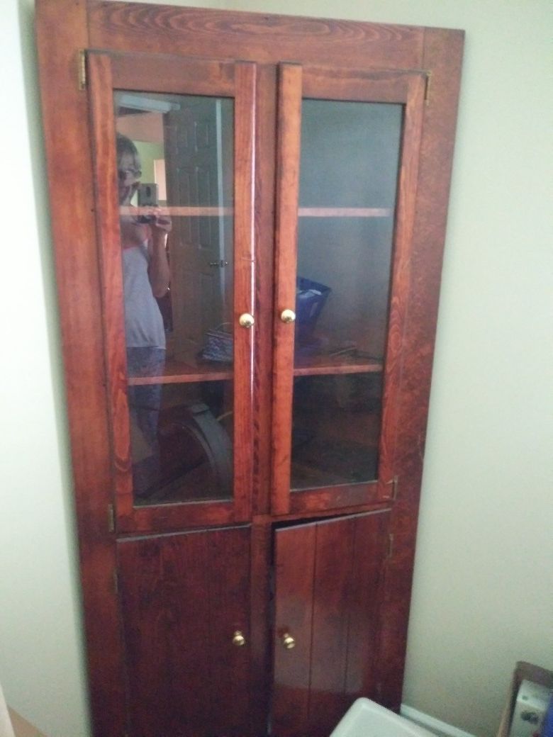 Corner Pine Antique Cabinet