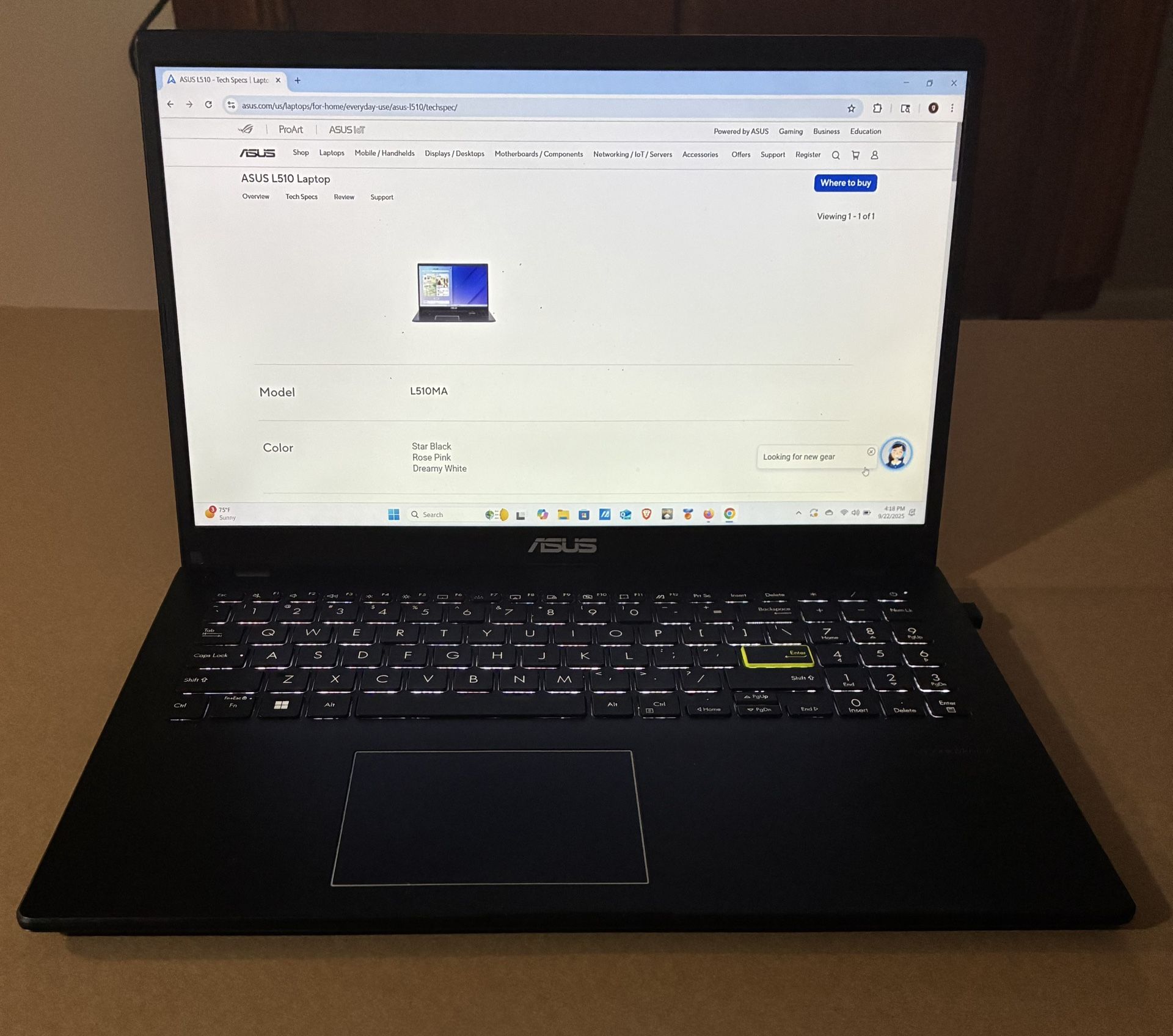 ASUS Laptop L510 Ultra Thin Laptop, 15.6”
