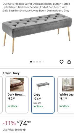 NEW DUHOME Gray Upholstered Bench – Unopened in Box, $60 OBO