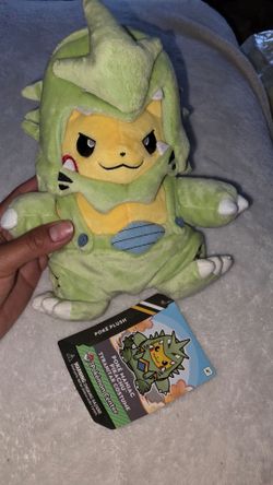 Pikachu in Tyranitar costume plushie