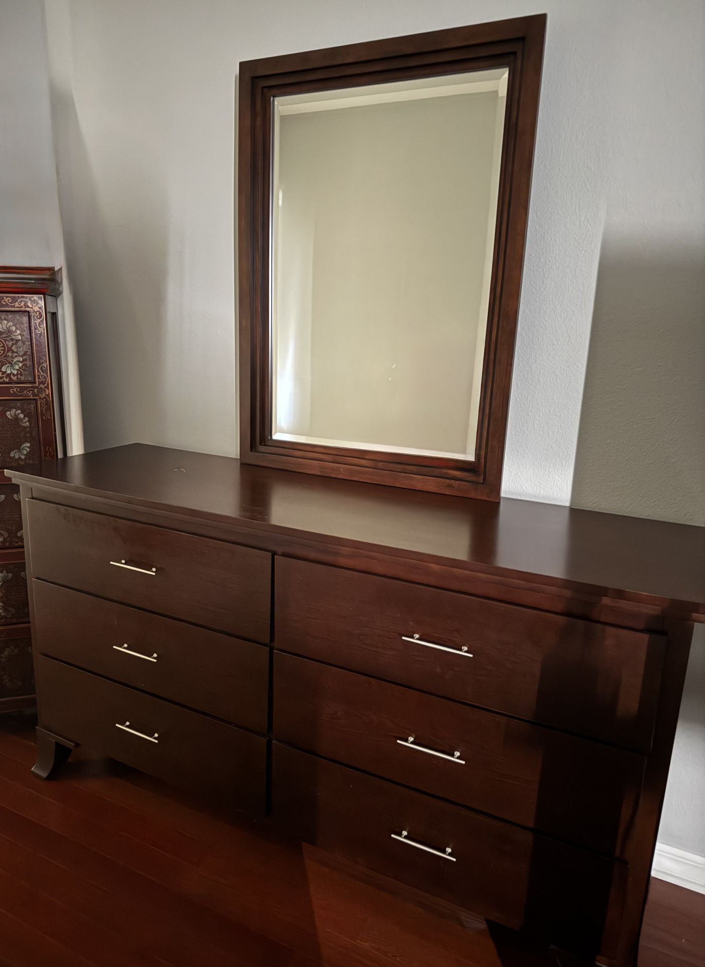 Wood Dresser And Mirror