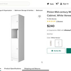 Brand new in box retail price $265 wt tax herre only $200 wt take Zelle or cash we locate in hesperia  Pinion Mid-century Modern Linen Cabinet, White 