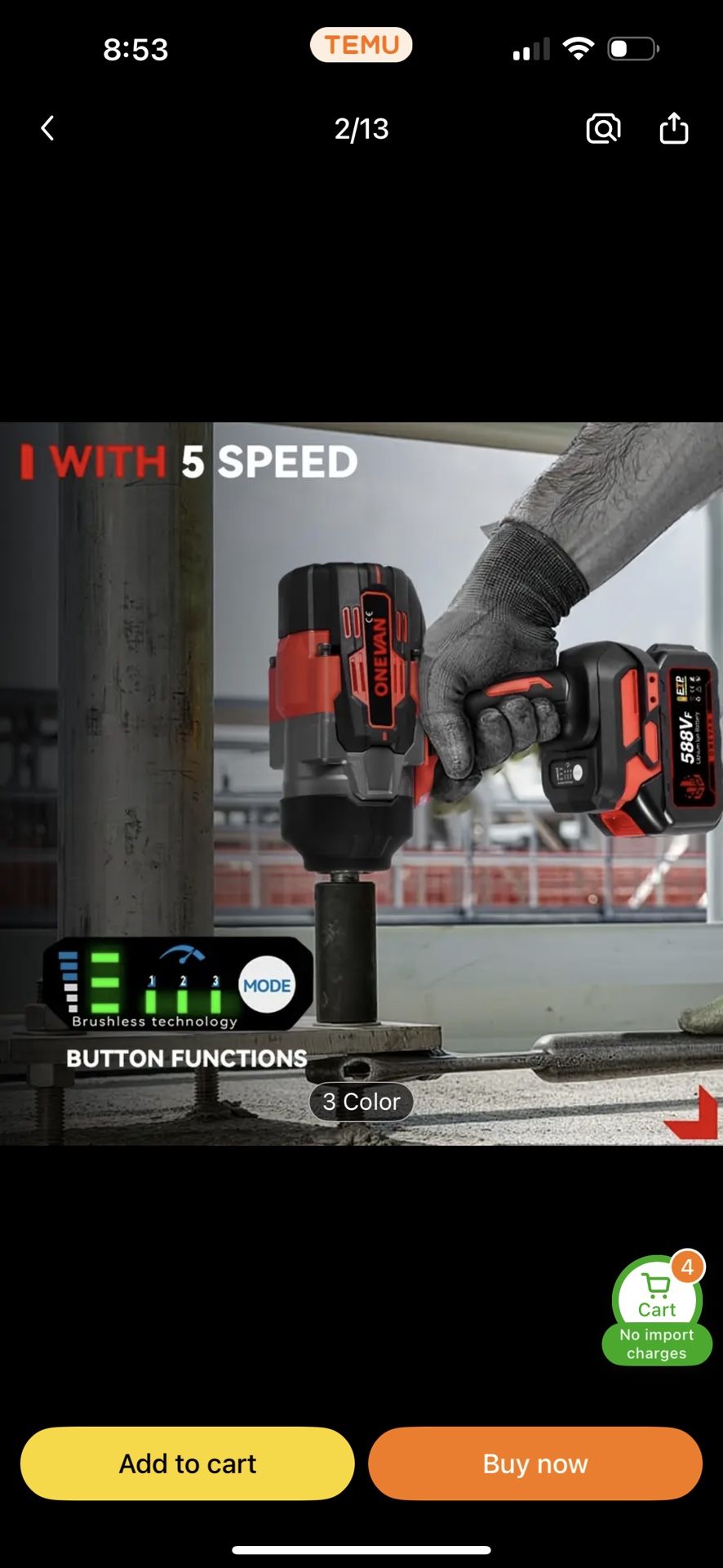 1/2 Impact Wrench 1700foot Lb Nut Busting 