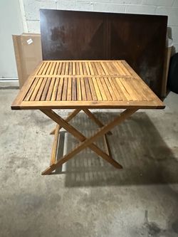 Solid Wood Folding Patio Bistro Table | Teak Style | Portable