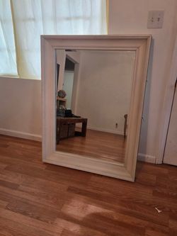 Large Wall Mirror with White Wood Frame
