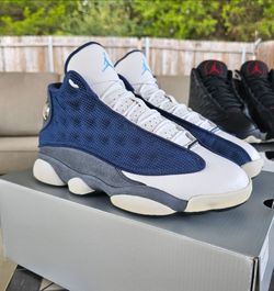 Air Jordan 13 Flints Retro Navy Blue White Sneakers