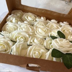 Faux White Roses 