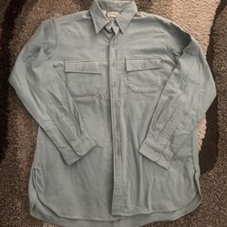 L.L.Bean Heavy Flannel Green Button Down Shirt Size XL
