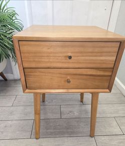 One Nathan James 32704 Harper Mid-Century Oak Wood Nightstand with 2-Drawers