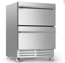 TAZPI 24 in. 4.9 cu. ft. 145 Cans (12 oz.) Built-In Outdoor Under Counter Drawer Beverage Fridge, Stainless Steel Door @266