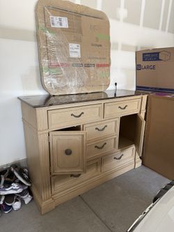 High top dresser with two night stands and mirror