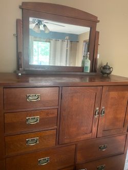 Solid wood dresser with mirror