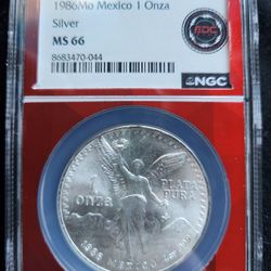 1986 Libertad Silver Mexican Ms66