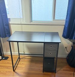 Modern Black Desk w/ Storage Drawers
