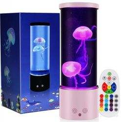 Jellyfish Lamp, Quiet 17 Colors Changing Jellyfish Table Light for Valentine's Day Birthday Gift, Pink