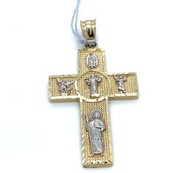 14KT Two Tone Saints Cross Pendant 2.60g 182602/2