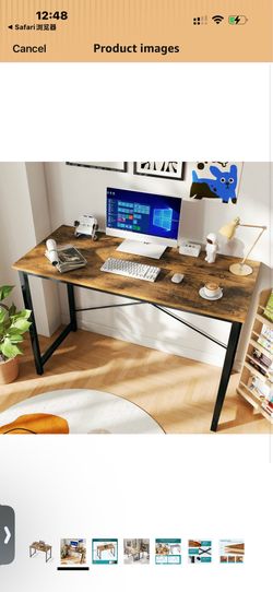 OLIXIS 44 Inch Computer Office Desk for Small Spaces, Writing Gaming Work Desk Modern Study Table with Metal Frame Home Bedroom, Rustic Brown