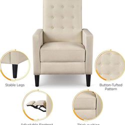 Recliner Adjustable Single Recliner Sofa Upholstered Sofa with Pocket Spring, Beige