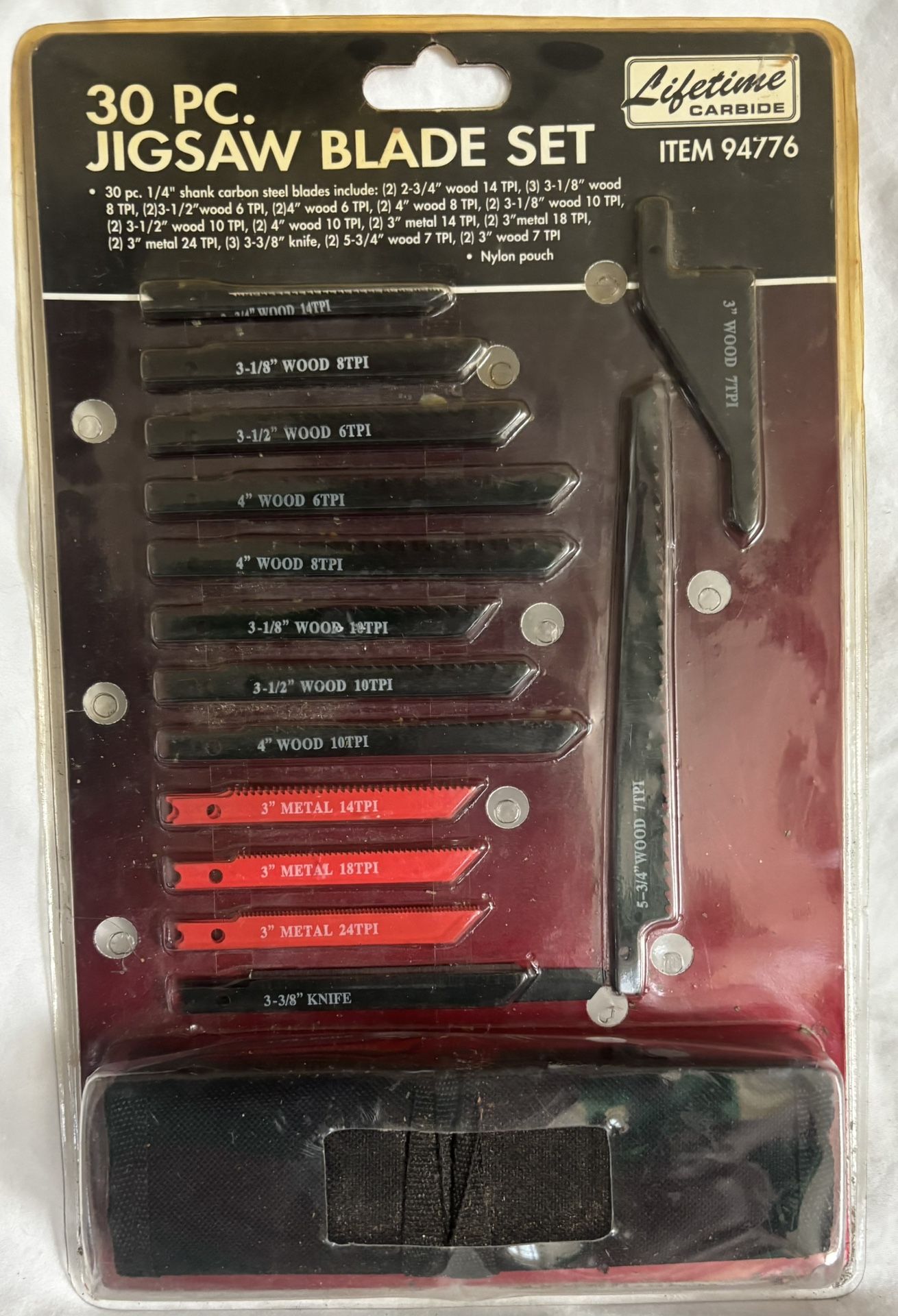 30 pc. Jigsaw Blade Set-Lifetime Carbide Set