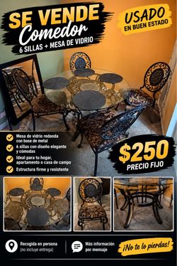 Round Glass Dining Table with 4 Chairs