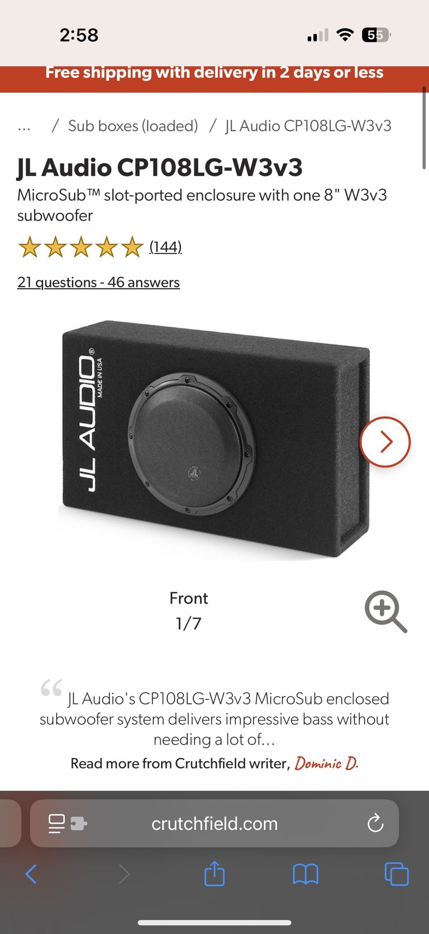 Jl Audio Subwoofer 8”