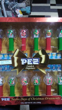 PEZ candy 12 days of Christmas ornaments/ dispensers