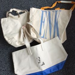Heavy Duty Canvas Tote Bags (blue Leather On 1) Each Or All For $7