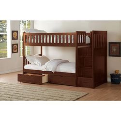 Twin/Twin Step Bunk Bed with Storage
