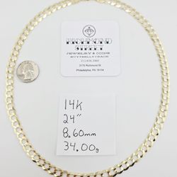 14k gold 24" 8.6mm curb link chain