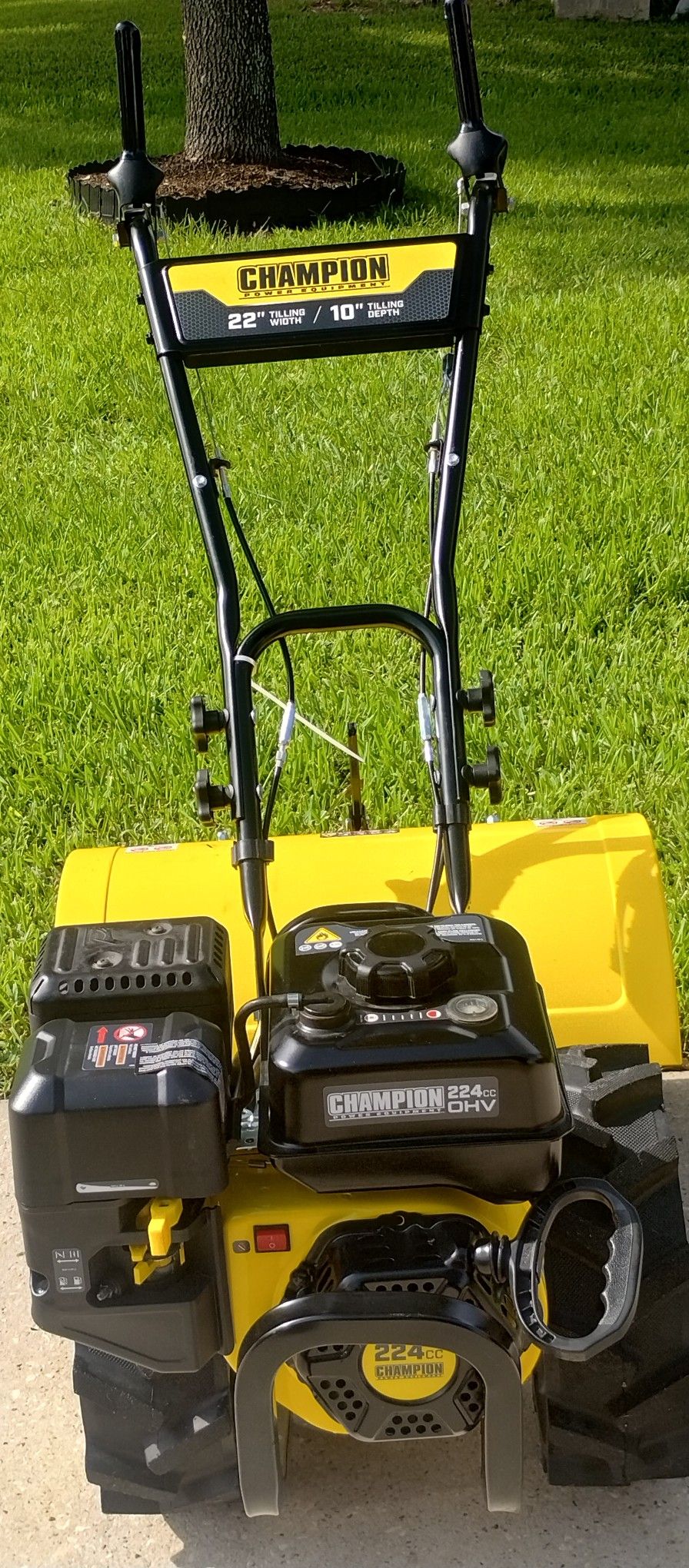 Champion Power Equipment 22 in. Counter Rotating Gas Rear Tine Tiller with Self-Propelled Agricultural Tires