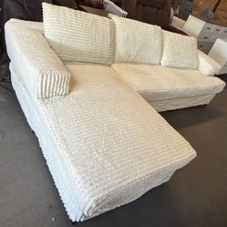 107" Sectional Couches for Living Room with L-Shape Couch Deep Seat Sectional Couch with Chaise,White/Black