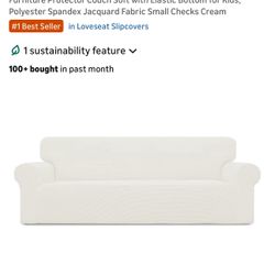 Easy-Going Stretch 4 Seater Sofa Slipcover 1-Piece Sofa Cover Furniture Protector Couch Soft with Elastic Bottom for Kids, Polyester Spandex Jacquard 