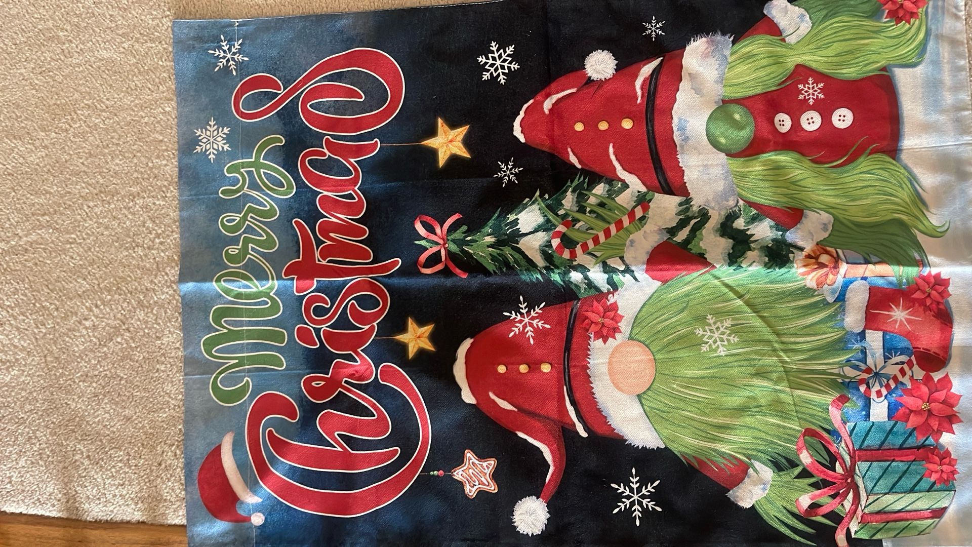 NWOT Two Sides Christmas Yard Nnome Flag