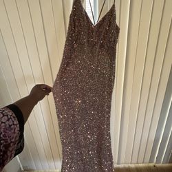 rose gold sequence prom dress 