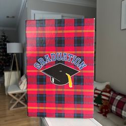 Red Plaid Graduation Box For Keepsake Or Storage 