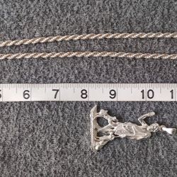 Sterling Silver 925 Rope Chain & Medallion