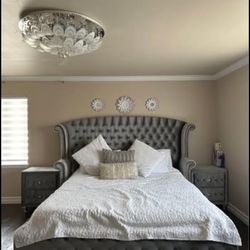 Gray Velvet California King Bed 2021