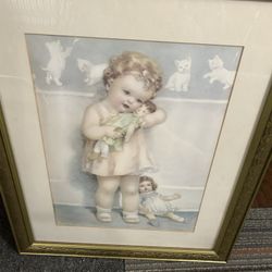 Little girl with Doll Framed Picture