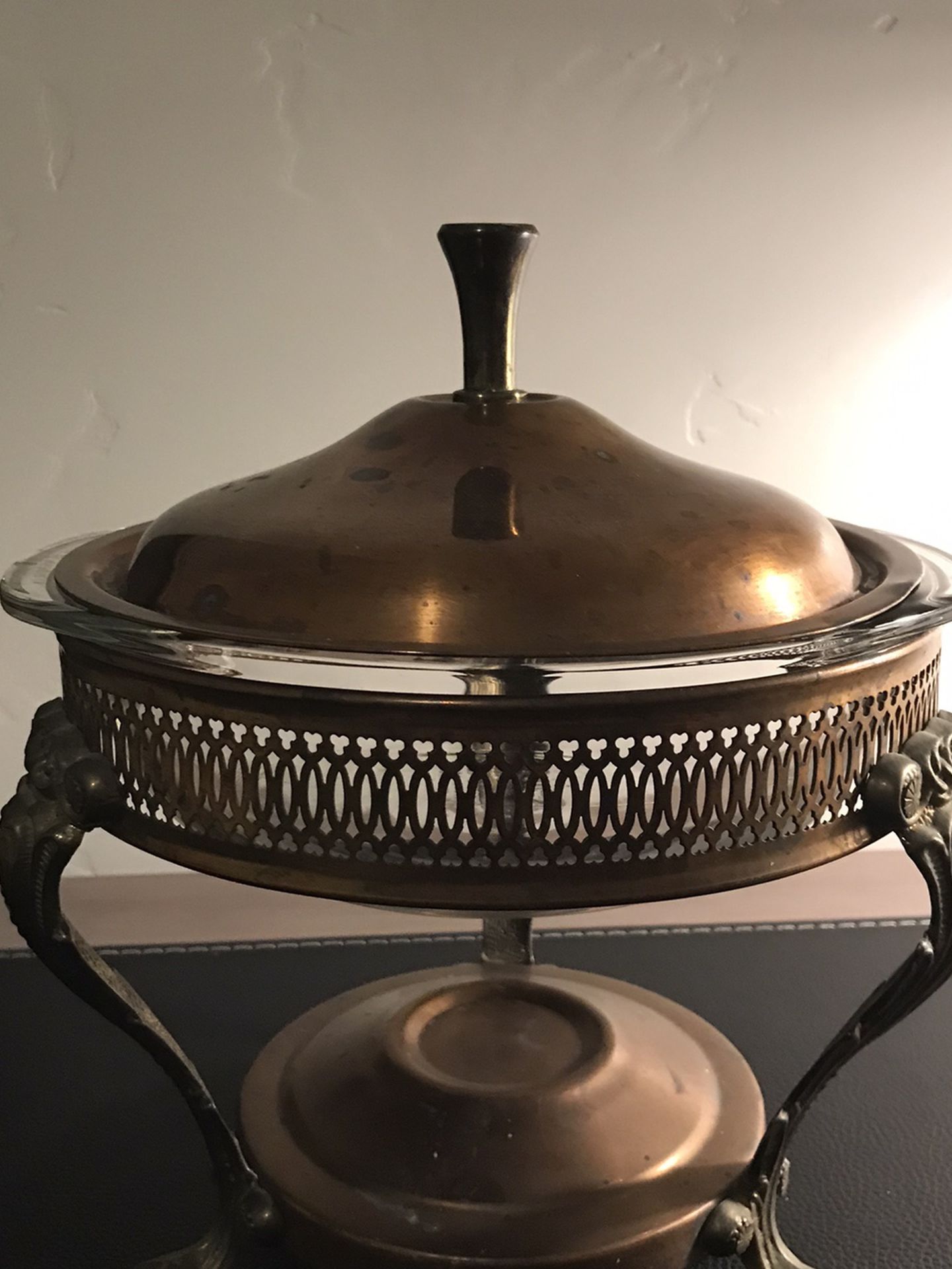 Vintage Leonard Silver Copper & Brass Chafing Dish Holder